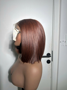 Blunt Cut Lace <b>Bob</b> <b>Wig</b> in Auburn Premium Quality Full Lace Hair Tip Type Blunt <b>Bob</b> Style Machine double weft - Product Image 4