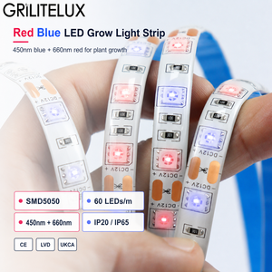 Bande LED horticole SMD5050 DC12V 60 LED/m 12-14W/m 450nm 660nm IP65 PCB flexible pour l'agriculture verticale - Product Image 1