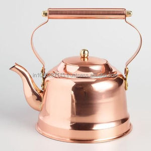 Thick gauge copper kettle with long spout and classic shape perfect for brewing loose leaf teas or <b>herbs</b> - Product Image 2