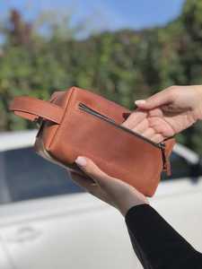 Luxury Leather <b>Toiletry</b> Bag Men Travel Cosmetic Organizer Waterproof Dopp Kit <b>Storage</b> Bag LTB-0125 - Product Image 2