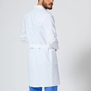 Batas de Laboratorio Médicas de Manga Larga de Algodón Tejido Personalizadas al por Mayor para Doctores y Enfermeras - Uniformes de Hospital Unisex Blancos - Product Image 3