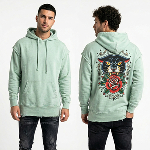 Sweat à capuche minimaliste pour homme, broderie tonale personnalisée, coton biologique 400 GSM, pull-over de luxe streetwear, fabricant de qualité - Product Image 3