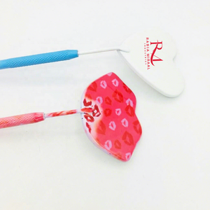 Top Product Heart/Lip Shape /White/Blue Powder Coated/Red Lip Design Paper Coated Diamond Grip Handle Eyelash Extension Mirror - Product Image 4