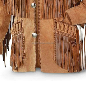 OEM 2025 nuevo diseño chaqueta marrón con flecos para hombre transpirable de talla grande bajo Moq hecho a medida chaquetas con flecos de moda de cuero auténtico - Product Image 5