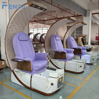 Fauteuil de pédicure professionnel de luxe avec spa pour les pieds sans tuyauterie, jets de massage et fonction Shiatsu pour salon de manucure