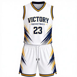Ensemble de maillot et short de basketball professionnel au design optimal, sans manches, avec impression par sublimation personnalisée - Product Image 1