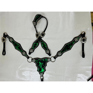 Nouvel ensemble d'équipement équestre en cuir véritable, léger et travaillé, comprenant une têtière et une selle de poitrée, pour l'équitation saisonnière. - Product Image 6