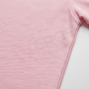 Polo piqué rose à manches courtes pour homme avec poche, coupe décontractée, design tricoté uni, coton anti-rétrécissement - Product Image 5