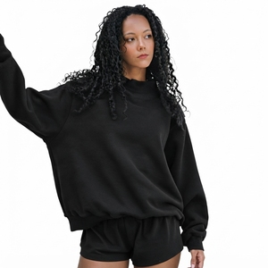 Sweat-shirt à col montant à manches longues, coupe oversize, style streetwear décontracté, avec logo personnalisé, prix bas, faible MOQ, pour femmes. - Product Image 4
