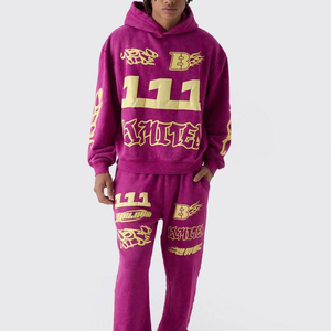 Nuevo Estilo, Conjunto Deportivo para Hombre con Logotipo Personalizado, 100% Algodón, Corte Holgado, Sudadera con Capucha y Pantalones Jogger, Secado Rápido, Transpirable y Ecológico - Product Image 1