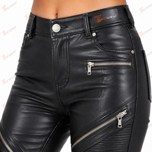 <span class=keywords><strong>Pantaloni</strong></span> da <span class=keywords><strong>Donna</strong></span> a Vita Alta in PU Stile Motociclista con Cerniere Finte, Vestibilità Skinny, Lunghezza Intera, Neri Tinta Unita, Modello a Matita - Product Image 6