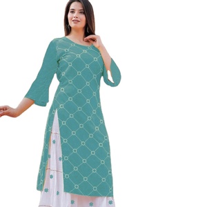 Vente en gros de robe prêt-à-porter design Anarkali dernière mode à bas prix avec veste Dupatta Kurtis en coton indien pour femmes Reyon Shalwar Kameez - Product Image 1