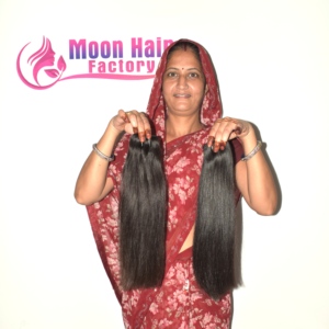 Extensiones de Cabello Humano Indio Remy Liso de Una Sola Capa con Puntas de Corte Recto de Precisión, Doble Trama a Máquina, Densidad Completa, Natural - Product Image 3