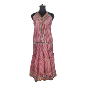 Nouvelle robe longue d'été bohème pour femmes, robe de soirée florale, robe de plage, vêtements vintage en soie, sari, mode de créateur - Product Image 6