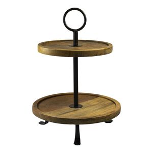 Top Leaf Design Wooden Cupcake Stand Natural Best Dessert <b>Display</b> Tray for Party Wedding Home Decor Wood 2 Tier Cake Stand - Product Image 5