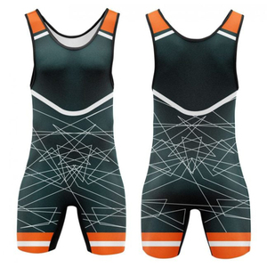 Débardeur de compression unisexe sans manches, imprimé lettres, en polyester, ajusté, pour la lutte, à enfiler, design sans coutures, avec bordure orange - Product Image 1