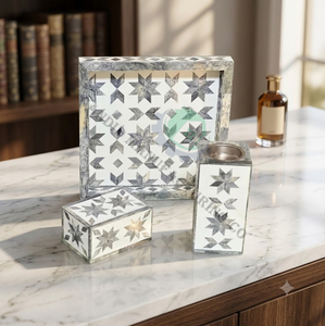 Ensemble de brûleurs d'encens arabes modernes, porte-encens en résine, support à encens en bois, décoration géométrique pour la maison, cadeau pour le Ramadan et l'Aïd - Product Image 3