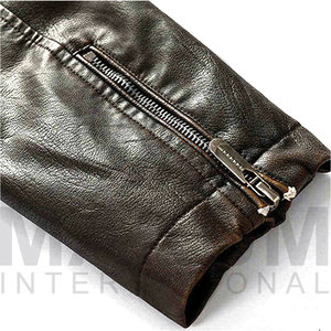 Chaqueta de Motociclista SALVA LEATHER para Hombre, de Cuero Genuino Negro, Ecológica, Impermeable, con Cuello Alto, Cierre de Cremallera, Corte Ajustado - Product Image 5