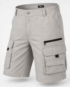 Pantalones Cortos Cargo Negros para Hombre MIAZ, 100% Algodón, Sólidos, de Secado Rápido, Transpirables, Antiarrugas, Estilo Casual/Deportivo, con Bolsillos - Product Image 5