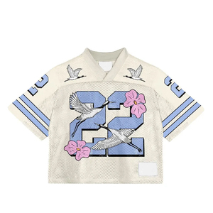 High Quality Knitted Front Anti-Bacterial Custom Team Name Unisex Retro Solid Boxy Fit Vintage Mesh Football Jersey <b>T</b>-<b>Shirts</b> - Product Image 3