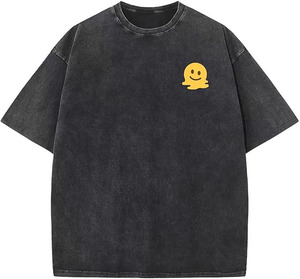 เสื้อยืดคอกลมแขนสั้นผ้าฝ้ายสีดำขนาดใหญ่สำหรับผู้ชาย พิมพ์ลายการ์ตูนผีสีเหลืองด้านหน้า ทรงลำลอง - Product Image 1