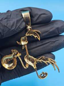 Pendentif Hip Hop en forme de canard et sac d'argent avec symbole $, entièrement serti de Moissanite VVS, Bijoux Hip Hop en Argent, Pendentif 3D style dessin animé - Product Image 2