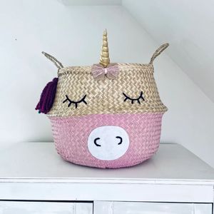 Panier de rangement double niveau en jonc de mer naturel, tressé à la main, de luxe, avec poignées, écologique et durable, pour l'organisation de la maison et la crèche - Product Image 3