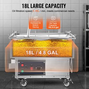 Unità di filtraggio olio portatile da 18L con velocità di 10 L/min, dotata di ruote girevoli e tubo dell'olio per uso rapido con friggitrice commerciale - Product Image 4