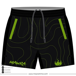 Pantalones Cortos de MMA MAWRA para Hombre, Negros y Verdes con Estampado Abstracto, Diseño de Logotipo Personalizado Sublimado, Pantalones Cortos de MMA Unisex - Product Image 5