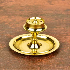 Handcrafted brass multi-slot incense stick holder stand with <b>side</b> curved handle, available at wholesale prices. - Product Image 5