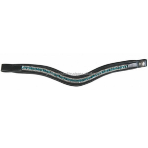 Superventas, banda para cejas de caballo de cuero negro y marrón, cristales acolchados en forma de onda, banda decorativa para cejas de caballo de cuero con canal vacío - Product Image 2