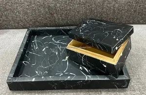 Caja de bandeja de resina rectangular Premium, bandeja decorativa de madera con incrustaciones de hueso hechas a mano para Hotel, restaurante, cocina y uso diario - Product Image 2