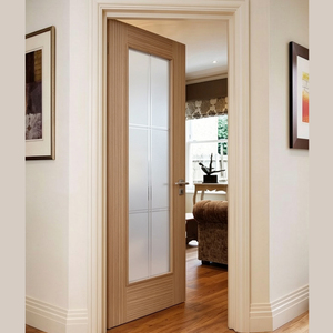 Puerta Interior Moderna de Madera Sólida con Panel de Vidrio Esmerilado para Dormitorio u Oficina, Superficie Acabada, Apertura Manual GA-01G - Product Image 2