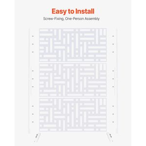 Schermo per la privacy da esterno 119,4 cm x 193,5 cm, divisorio decorativo autoportante a 3 pannelli per giardino, con supporto in metallo, resistente alle intemperie e divisorio per ambienti - Product Image 5