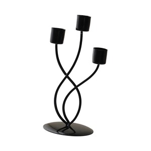 Minimalist <b>Black</b> Iron Candle Holder 3 Arm <b>Candelabra</b> for Modern and Rustic Decor - Product Image 1