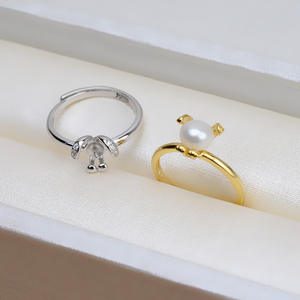 Juego de Anillos Abiertos de Plata S925 con Diseño de Perro del Zodiaco, Collar de Cadena Vacía con Perla 6-7, Accesorios para DIY, Incrustaciones 1351, Conjuntos de Joyería de Moda - Product Image 4