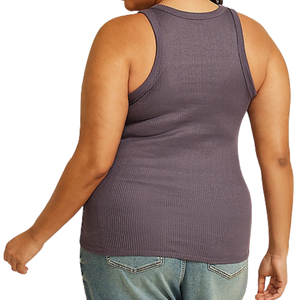 Camiseta sin Mangas Casual de Jersey para Mujer Talla Grande, Cómoda, Cuello Redondo Acordonado, Dobladillo Recto, Largo Clásico, Lavable a Máquina, Ajustada - Product Image 5