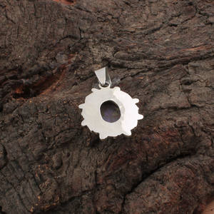 Vintage Platinum Plated Purple Copper Turquoise Bezel Setting Pendant 925 Sterling Silver Natural Stone Oval <b>Charm</b> Necklace Boho - Product Image 3