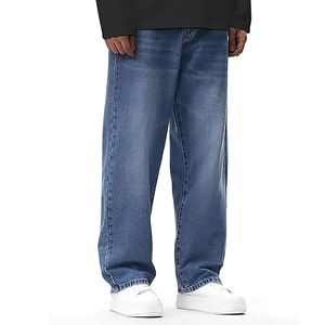 Casual Loose Fit High <b>Waist</b> Denim <b>Jeans</b> Men's 100% Cotton Professional Fashionable Plus Size High Quality Wholesale - Product Image 4