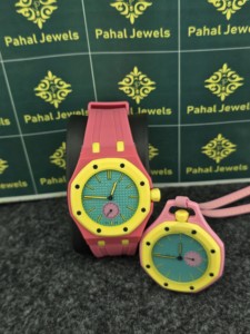 Pink Yellow Round Quartz <b>Watch</b> with Plastic Band Analog Display Vintage Eco-Friendly Unisex Fashion Style 40mm Dial - Product Image 6