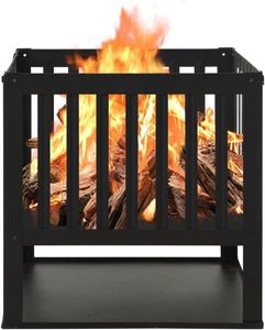 Brasero moderne en fonte autoportant pour chauffage extérieur au bois avec bac à cendres, noir thermolaqué, écologique - Product Image 1