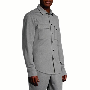 Men's Casual Style Top <b>Shirt</b> Long Sleeve O-Collar 300 Gram Knitted Fabric With Color Blocking <b>Patchwork</b> - Product Image 3