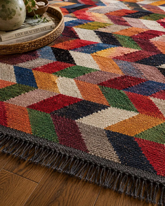 Handmade Modern Tribal Carpet Colorful Wool Jute Area <b>Rug</b> Indian Dhurrie Decor Geometric <b>Boho</b> Kilim Farmhouse Living Room - Product Image 2