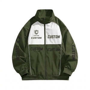 Men's Windproof Printed Varsity Stand Collar <b>Racing</b> <b>Jacket</b> Full Sleeve Zip Outerwear for Spring Autumn Motorcycle Leisure Wear - Product Image 4