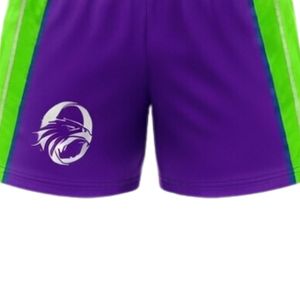 Pantalones Cortos de Netball Sublimados en Morado y Verde, Unisex, de Poliéster Ligero, Uniforme Deportivo para Entrenamiento y Competencia - Product Image 3