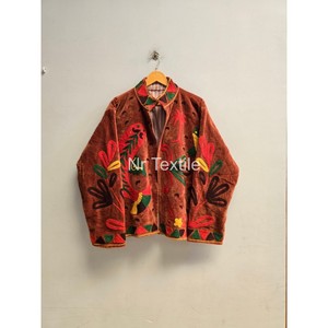 <b>Women</b> Suzani Velvet Embroidered Jacket <b>Coat</b> Boho Chic Jacket With Inside Cotton Lining - Product Image 1