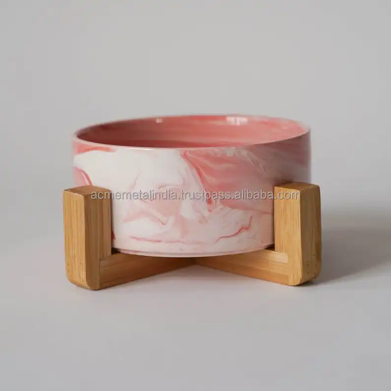 Деревянная миска для корма собак с деревянной подставкой, чаша розового цвета от лучшего производителя продуктов для домашних животных, домашний декор, материал из манго