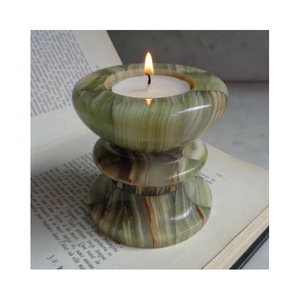 Bougeoir en métal Onyx vert fait à la main de haute qualité dans différents modèles pour la décoration de la maison Noël Pâques - Product Image 5