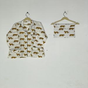 Conjunto de Pijama Floral Estampado a Mano de Primera Calidad - Ropa de Dormir de Algodón Artesanal, Ropa de Dormir y de Estar por Casa de Verano Estilo Bohemio para Mujer, Regalo - Product Image 2