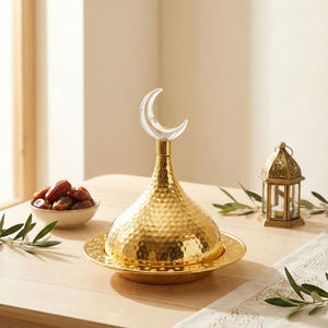 Bol de service pour dattes arabes en métal et bois, écologique, durable, taille et couleur personnalisables, finition Ramadan, pour la maison - Product Image 6